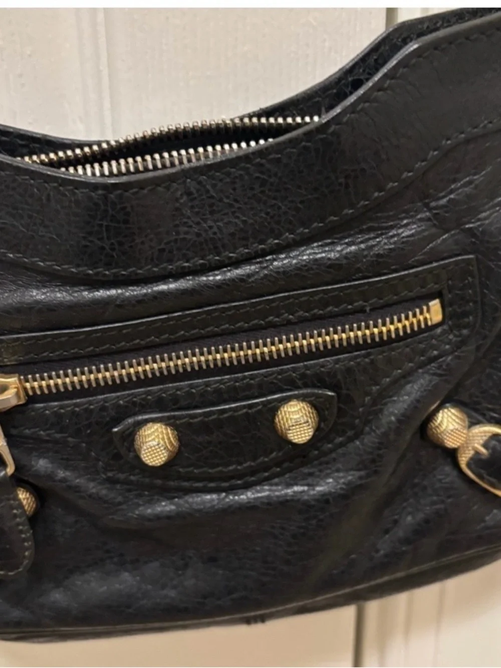Balenciaga Black Leather Crossbody Bag with Gold Hardware - Picture 2 of 8